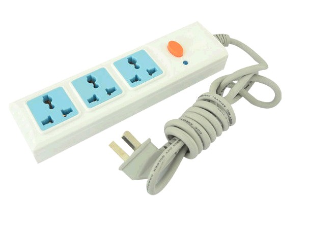 Three Gang Universal Power Strip with Switch