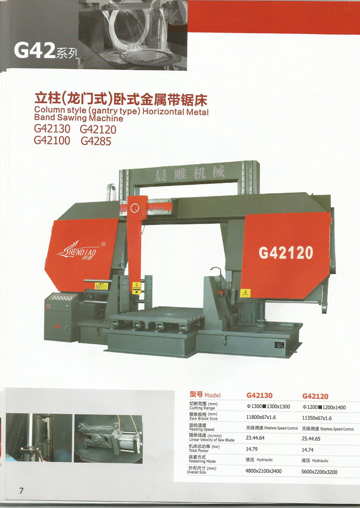 Column style (gantry type) Horizontal Metal Band Sawing Mchine G42120